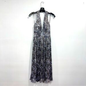 Dress The Population Metallic Water Paint Effect Halter Neck Sleeveless Gown
